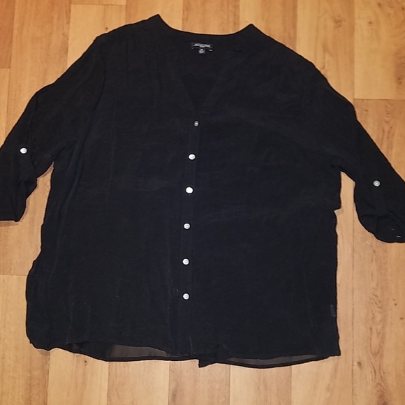 National Woman Tops - notation woman black button dress shirt size 3x